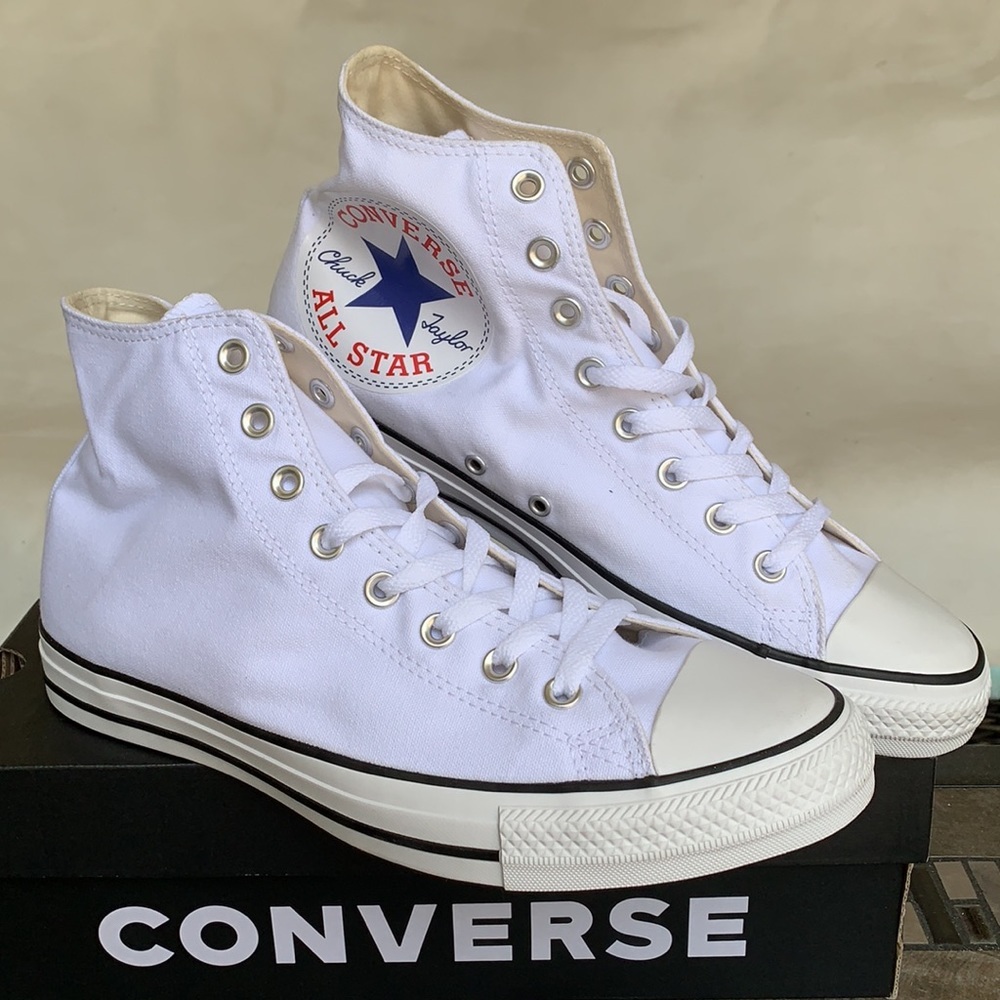 CONVERSE CTAS HI WHITE/WHITE/BLACK MENS - Picture 2 of 16